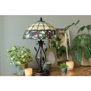Lampada da tavolo Tiffany 35x61 cm di colore rosso
