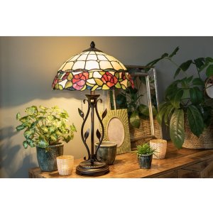 Lampada da tavolo Tiffany 35x61 cm di colore rosso