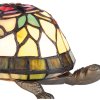 LumiLamp 5LL-5787 Lampada da tavolo Tiffany 15x22x13 cm Tartaruga di vetro marrone rossa