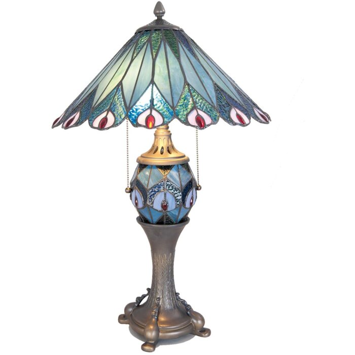 LumiLamp 5LL-5829 Lampada da tavolo Tiffany Ø 40x65 cm Vetro blu rosso
