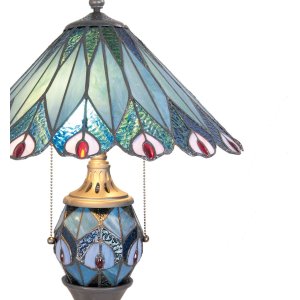 LumiLamp 5LL-5829 Lampada da tavolo Tiffany Ø 40x65 cm Vetro blu rosso