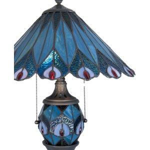 LumiLamp 5LL-5829 Lampada da tavolo Tiffany Ø 40x65 cm Vetro blu rosso