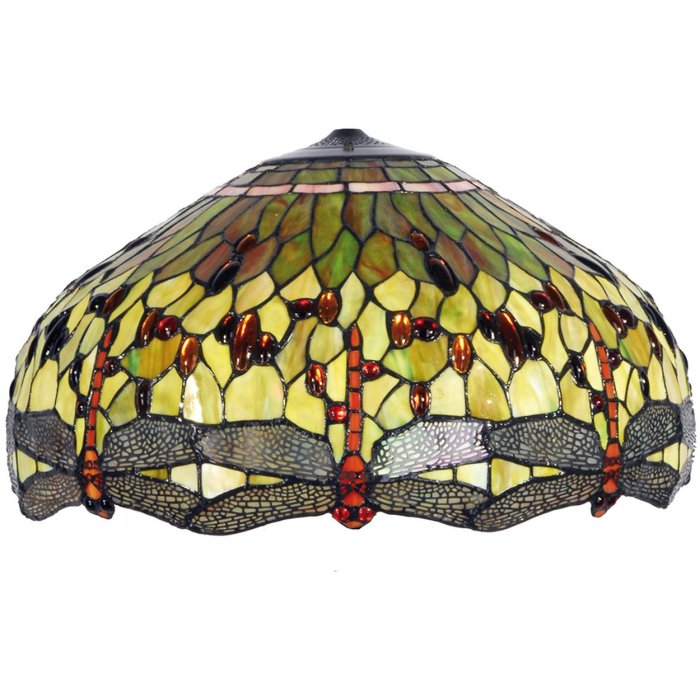 LumiLamp 5LL-9200GR Paralume Tiffany Ø 51x30 cm Vetro verde rosso Libellula
