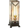 LumiLamp 5LL-9227 Lampada da tavolo Tiffany 18x18x45 cm Rettangolo in vetro giallo beige