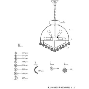 Lampadario Ø 48 cm ferro-vetro - 5LL-CR36 Clayre Eef