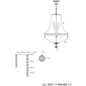 Lampadario in vetro-ferro Ø 40 cm - 5LL-CR47 Clayre Eef