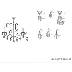 Lampadario Ø 70 cm ferro-vetro - 5LL-CR68CP Clayre Eef