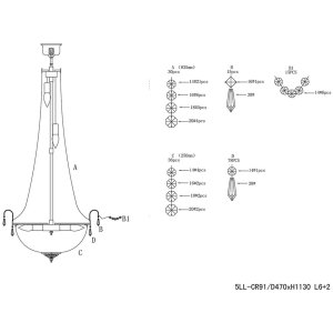 Lampadario in vetro-ferro Ø 50 cm - 5LL-CR91 Clayre Eef
