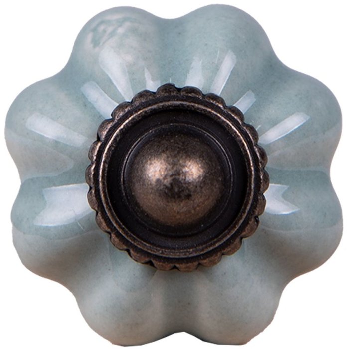 Clayre & Eef 63500 Pomello per porta Ø 3 cm in ceramica verde marrone