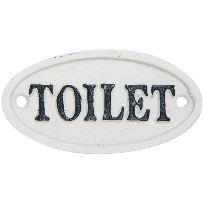 toilette - segno di testo 10x5 cm bianco