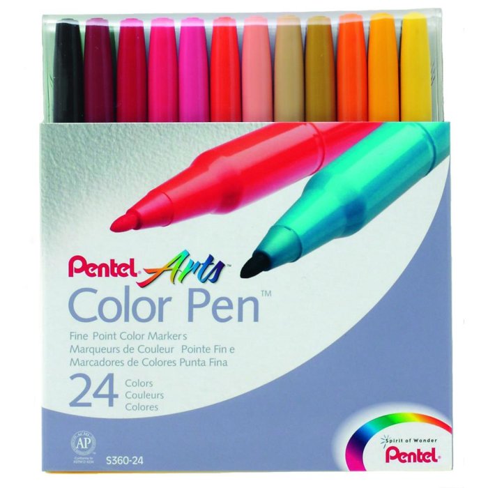 Set di 24 penne a punta colorata in fibra da 0,6 mm