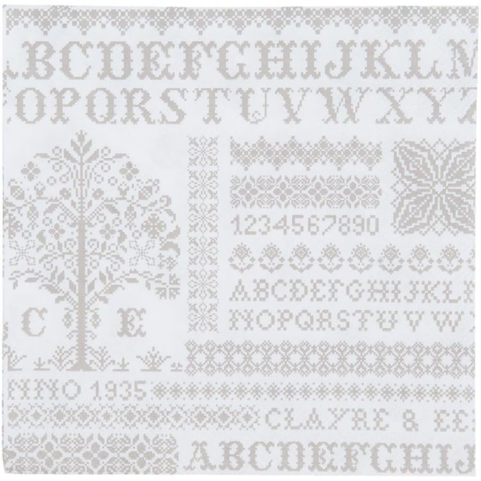 Tovaglioli di carta con motivo a punto croce 20 pz. naturali 33x33 cm