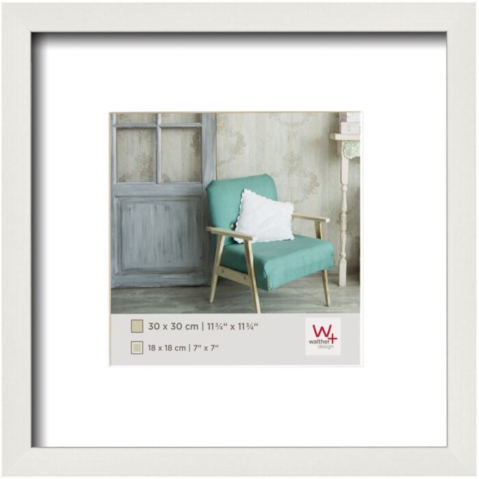 Walther Cornice in legno Stockholm white 30x30 cm con Passepartout 18x18 cm