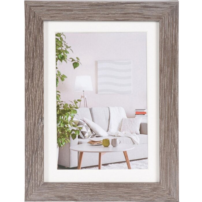 Henzo Cornice moderna 13x18 cm grigio scuro con passepartout 9x13 cm