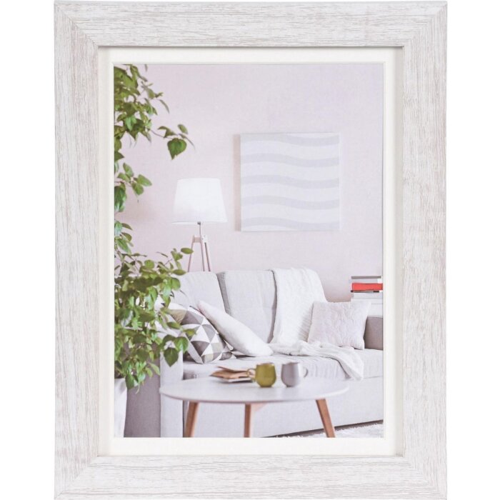 Henzo Cornice moderna 15x20 cm bianca con passepartout 10x15 cm