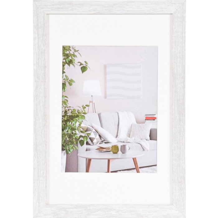 Henzo Cornice moderna 20x30 cm bianco con Passepartout 15x20 cm