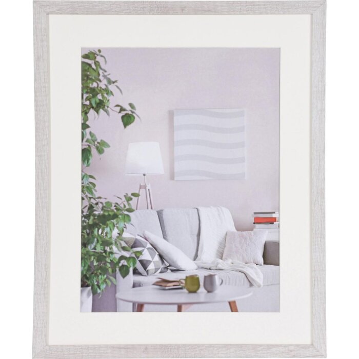 Henzo Cornice moderna bianca 40x50 cm con passepartout 30x40 cm