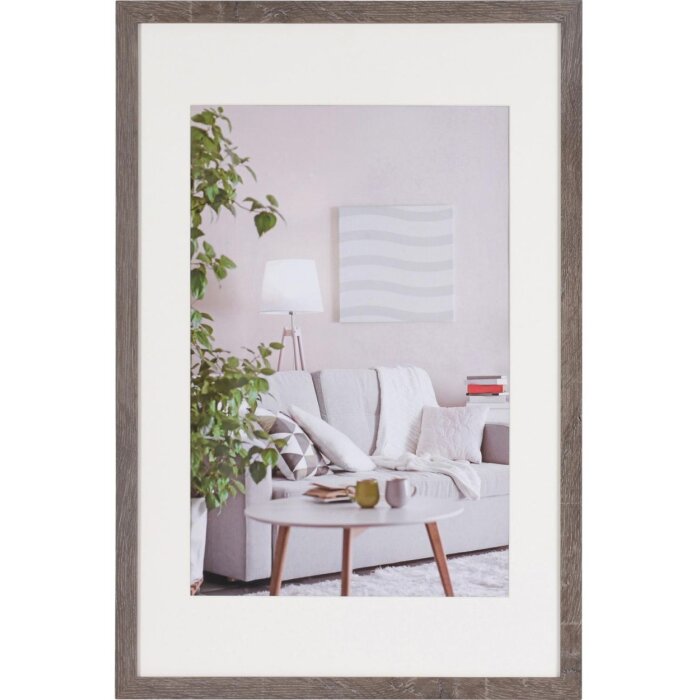 Henzo Cornice moderna 40x60 cm grigio scuro con passepartout 30x45 cm