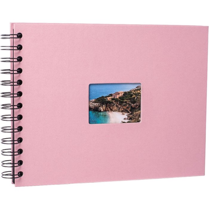 HNFD album a spirale BULDANA rosa a coste 23x17 cm 40 pagine nere