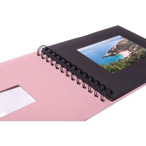 HNFD album a spirale BULDANA rosa a coste 23x17 cm 40 pagine nere