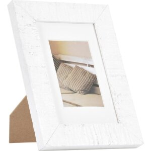 Cornice Henzo in legno Driftwood 10x15 cm bianco con passe-partout