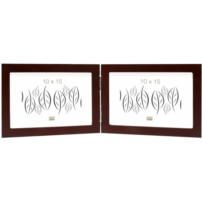 Doppia cornice in legno marrone 10,0 x15,0 cm S68FV formato orizzontale