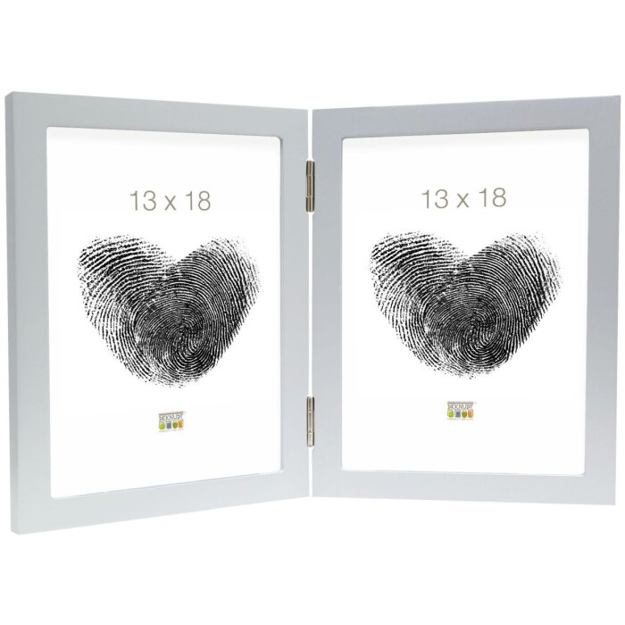 Doppia cornice s68fd1 legno argento 13x18 cm formato verticale