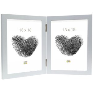Doppia cornice s68fd1 legno argento 13x18 cm formato...