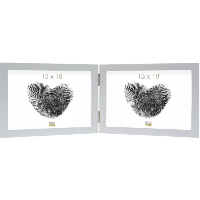 Doppia cornice s68fd1 legno argento 10x15 cm formato paesaggio