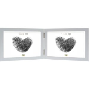 Doppia cornice s68fd1 legno argento 10x15 cm formato...