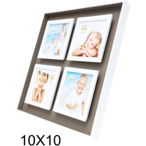 Cornice in legno bianco tortora 4 foto 10x15 cm
