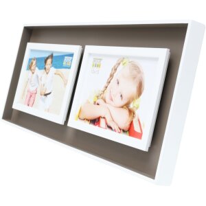 Cornice in legno bianco tortora 2 foto 10x15 cm