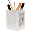 S67TP Portapenne in legno bianco, dimensioni: 10 x 11 x 10 cm