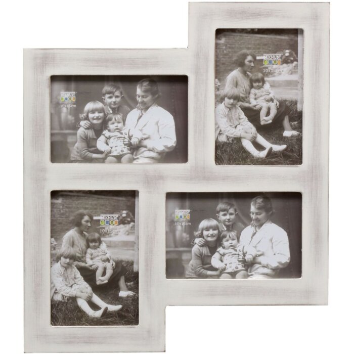 Cornice da galleria in legno bianco S67TM 4 foto 10x15 cm