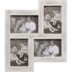 Cornice da galleria in legno bianco S67TM 4 foto 10x15 cm