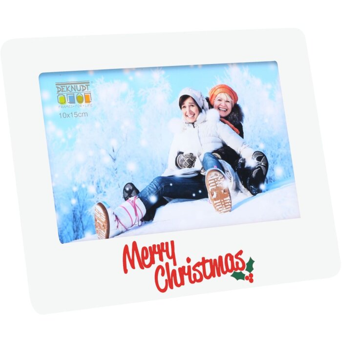 Cornice in legno bianco 10,0 x15,0 cm Buon Natale