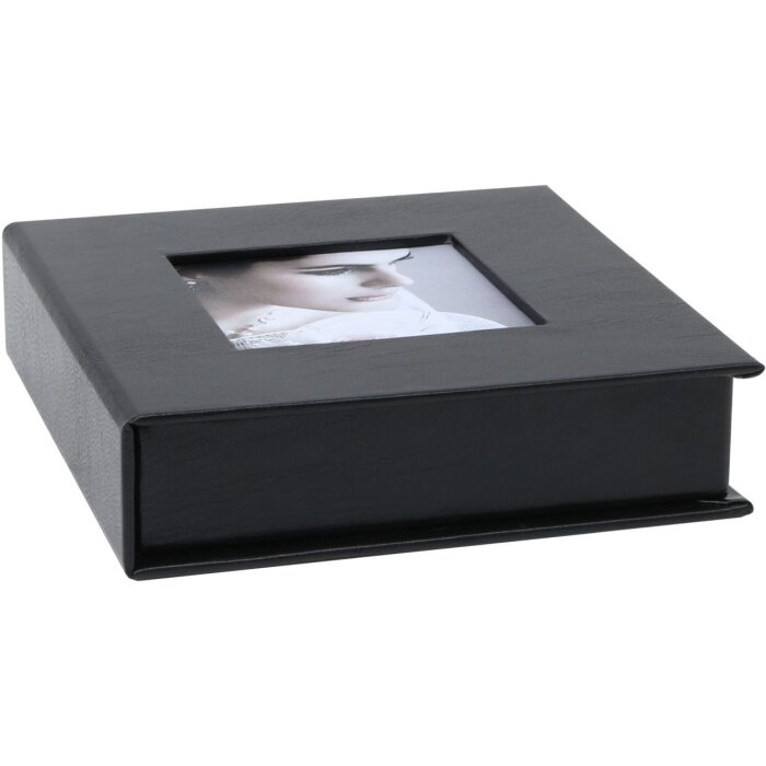 Scatola USB in pelle nera 8,0 x8,0 cm
