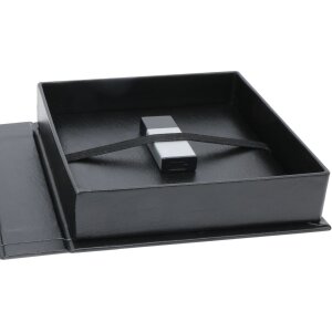 Scatola USB in pelle nera 8,0 x8,0 cm