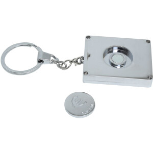 Portachiavi con moneta per carrello della spesa in metallo argentato 3,5 x4,5 cm S59NC