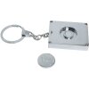 Portachiavi con moneta per carrello della spesa in metallo argentato 3,5 x4,5 cm S59NC