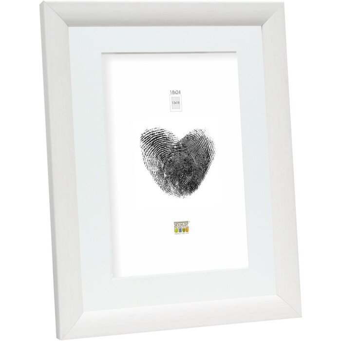 Cornice con passepartout in legno bianco 13,0 x18,0 cm