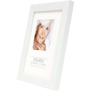 Cornice con scomparto per testo in plastica bianca 9,0...