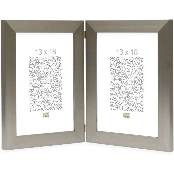 Cornice doppia S41VD1 argento 2 foto 10x15 cm formato verticale