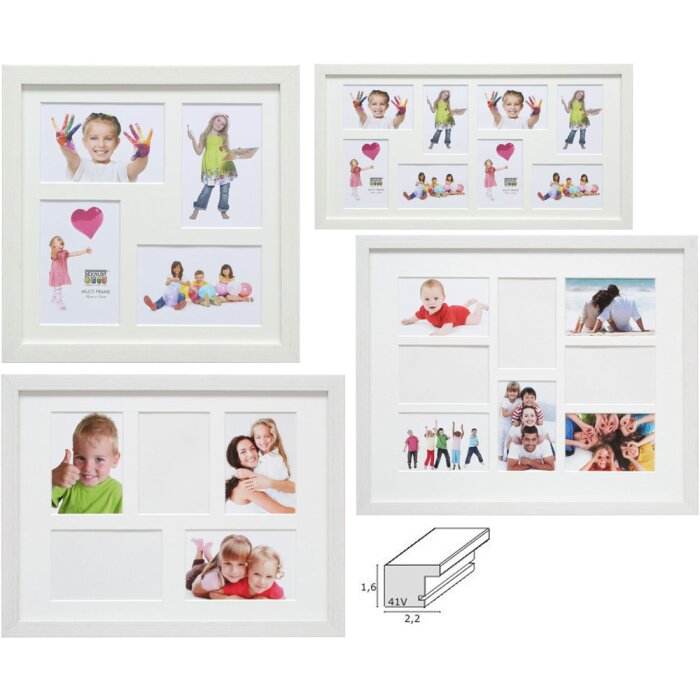Cornice S41VF1P bianca da 4 a 8 foto 10x15 cm