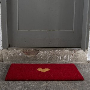 Tappeto per porta Clayre Eef Cuore rosso - 74x45x2 cm