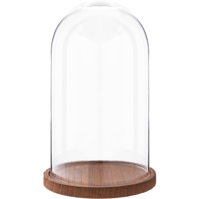 Clayre & Eef 6GL1946 Campana di vetro 28 cm Legno Vetro Rotondo