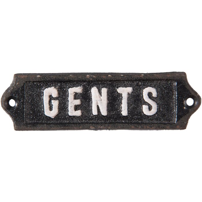 Cartello di testo Gents 15x3 cm - nero