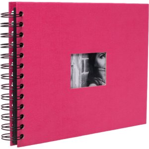 HNFD Album a spirale BULDANA fucsia a righe 23x17 cm 40 pagine nere