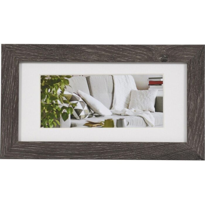 Henzo Cornice moderna 10x20 cm grigio scuro con passepartout 7x15 cm