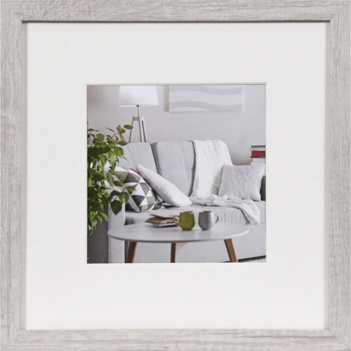 Henzo Cornice moderna 30x30 cm bianca con passe-partout 18x18 cm